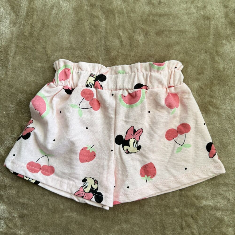 Disney Baby Girls Paper Bag Shorts Size 24M Pink Strawberry Cherry Gently Used